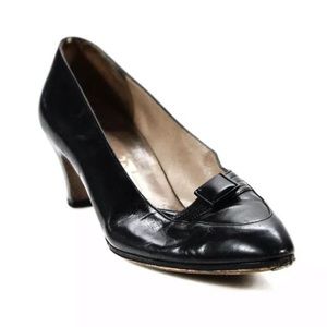 SALVATORE FERRAGAMO PUMPS BLACK LEATHER SIZE 8.5